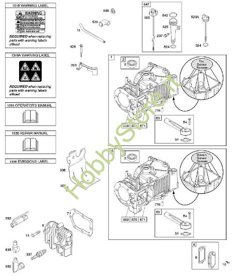 F - Cilindro, testata, lubrificazione, manuale per l'uso, etichetta di avvertenza B&S - 10 €¦ 10T502-1111-B1 brand Stihl